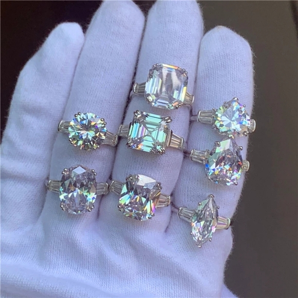 NEW Stunning 5 Ct Asscher Cut Three Stone Womens Engagement Wedding Band Ring 💍 - Picture 3 of 13